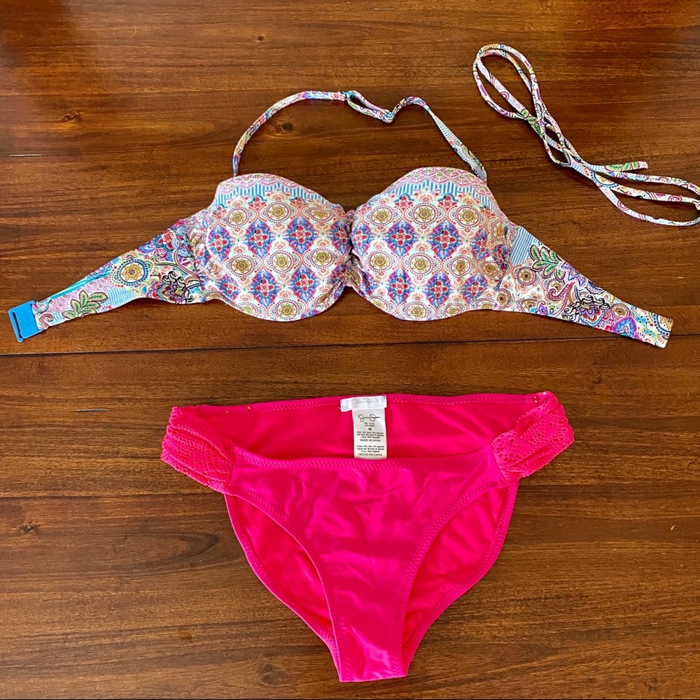 Boho Bikini with Hot Pink Bottoms